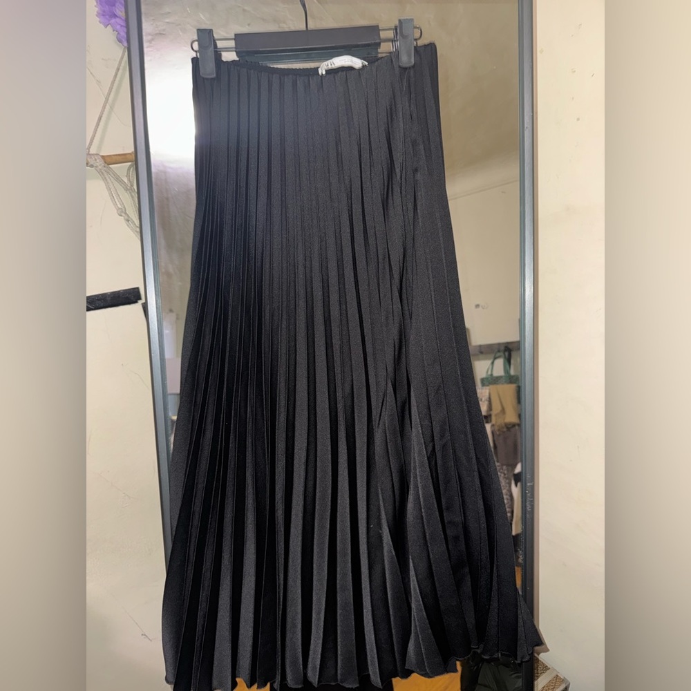 Zara Accordion Pleat A-Line Maxi Skirt